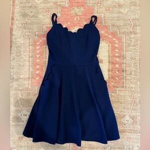 B Darlin Navy Scallop Dress